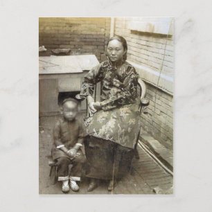 Altes Bild, chinesische Mutter und Kind, circa 188 Postkarte