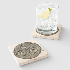 Altes Bild von einem Triskelion Steinuntersetzer