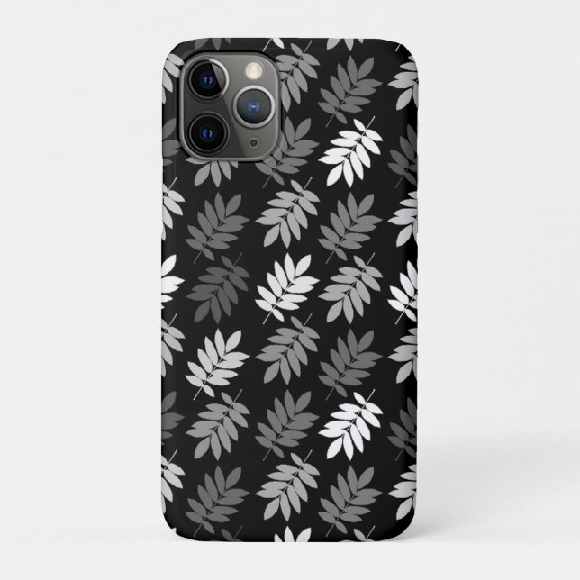 Altes Blattmuster Schwarz Weiß Grau Case-Mate iPhone Hülle (Rückseite)