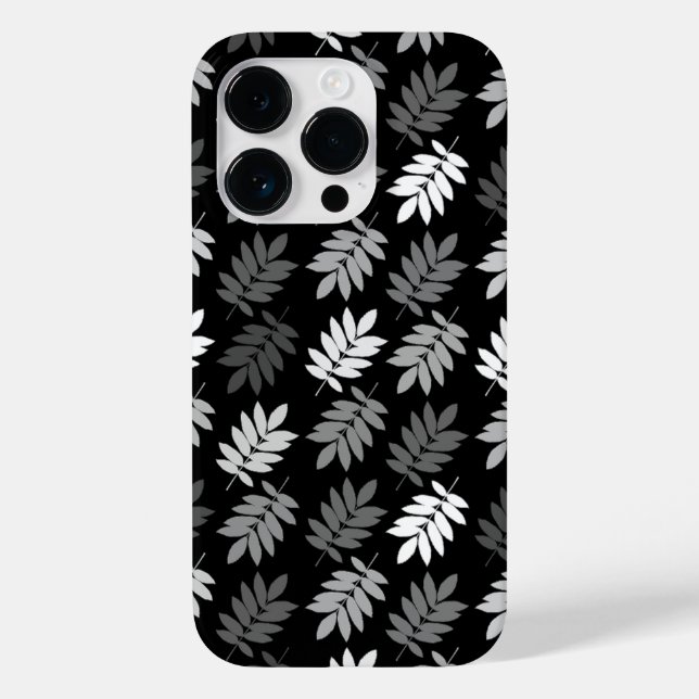 Altes Blattmuster Schwarz Weiß Grau Case-Mate iPhone Hülle (Rückseite)
