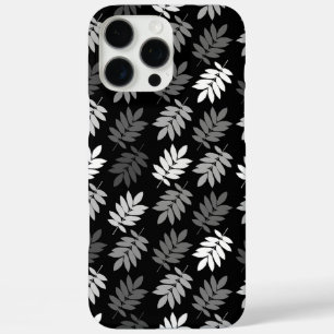 Altes Blattmuster Schwarz Weiß Grau iPhone 16 Pro Max Hülle