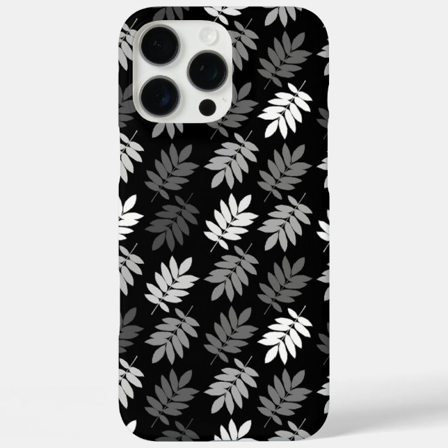 Altes Blattmuster Schwarz Weiß Grau Case-Mate iPhone Hülle (Rückseite)