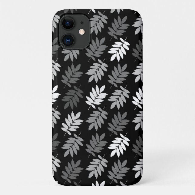 Altes Blattmuster Schwarz Weiß Grau Case-Mate iPhone Hülle (Rückseite)