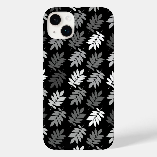 Altes Blattmuster Schwarz Weiß Grau Case-Mate iPhone Hülle (Rückseite)