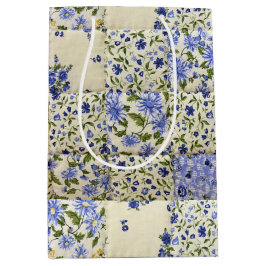 Altes blaues Blumenmuster Mittlere Geschenktüte