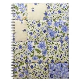Altes blaues Blumenmuster Notizblock