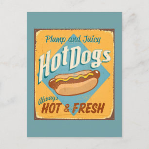 Altes Blechschild - Hot Dogs Postkarte
