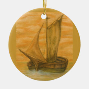 Altes Boot Keramik Ornament