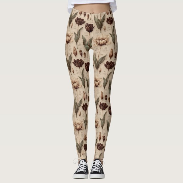 Altes Botanisches Blumenmuster (6) Leggings (Vorderseite)