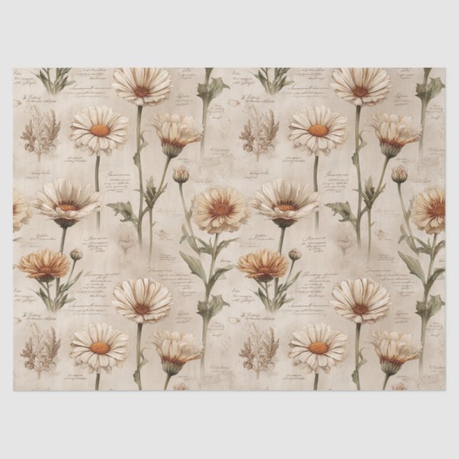 Altes Botanisches Blumenmuster (8) Seidenpapier (Vorderseite)