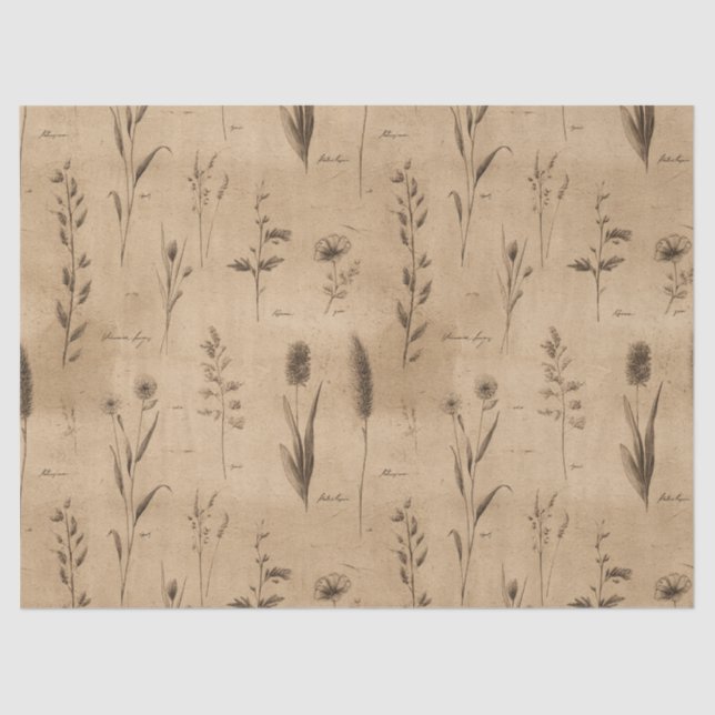Altes Botanisches Blumenmuster (9) Seidenpapier (Vorderseite)