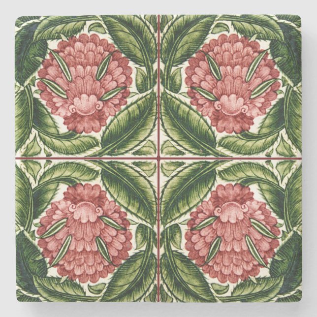 Altes botanisches Viktorianisches Design Steinuntersetzer (Vorderseite)