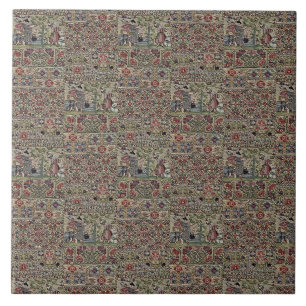 Altes britisches Stickmuster Blau Rosa Fliese