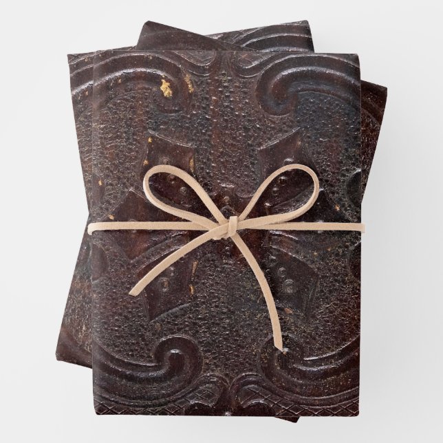 Altes Buch aus Leder Geschenkpapier Set (Beispiel)