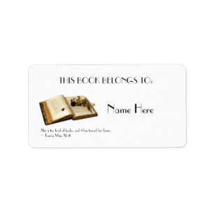 Altes Buch mit Rose/Buch gehört zu - Label Adressaufkleber