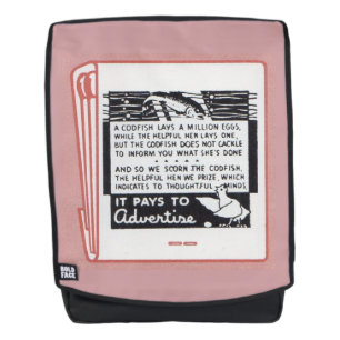 altes Buchcover Es zahlt sich aus, um Werbung zu d Rucksack