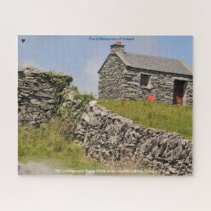 Altes Cottage und Steinmauern Galway Irland. Puzzl Puzzle
