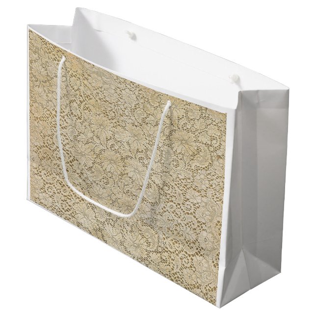 Altes Crochet Lace Floral Pattern + Ihre Ideen Große Geschenktüte (Vorderseite Schrägansicht)