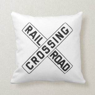 Altes Crossbuck Zeichen Kissen