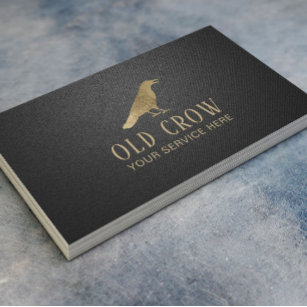 Altes Crow Gold Bird Logo Elegantes schwarzes Lede Visitenkarte