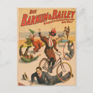 Altes deutsches Zirkusplakat mit Darstellern, 1900 Postkarte