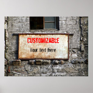 Altes Dirty-Zeichen auf abgebrochenem Gebäude indi Poster