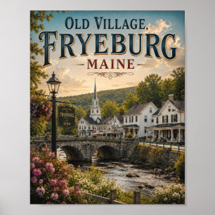 Altes Dorf Fryeburg Maine Vintage Main Street Pos Poster