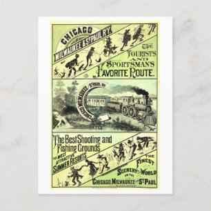 Altes Eisenbahnplakat Chicago nach St. Paul Postkarte
