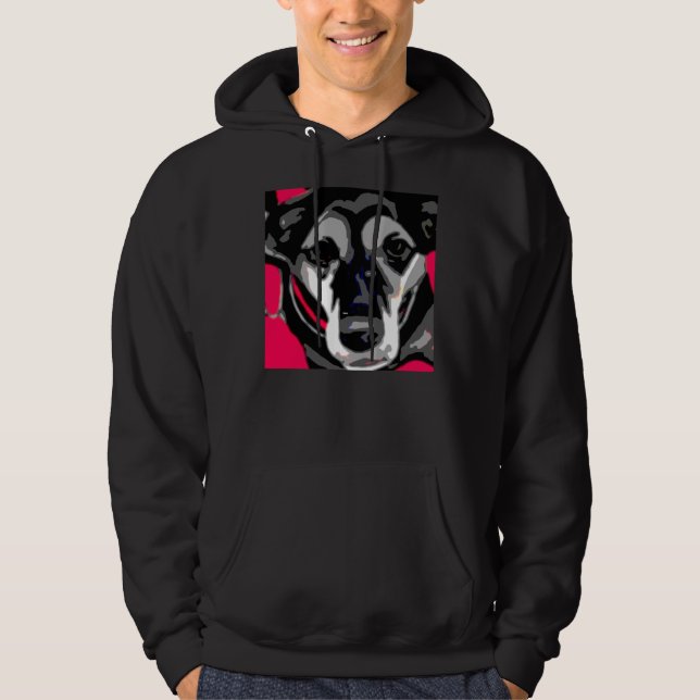 Altes Englisch Schwarzes Lab Rot Hoodie (Vorderseite)