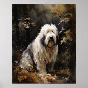 Altes englisches Sheepdog Hund Art Print Poster