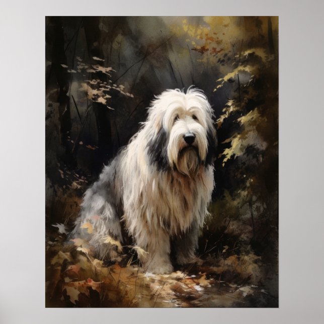 Altes englisches Sheepdog Hund Art Print Poster (Vorne)