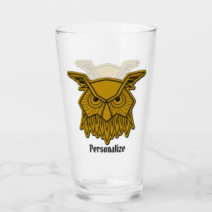 Altes Eule-Gold-Black-Bird Personalisiert Glas