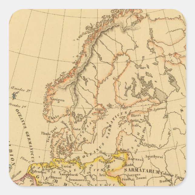 Altes Europa Quadratischer Aufkleber (Vorderseite)