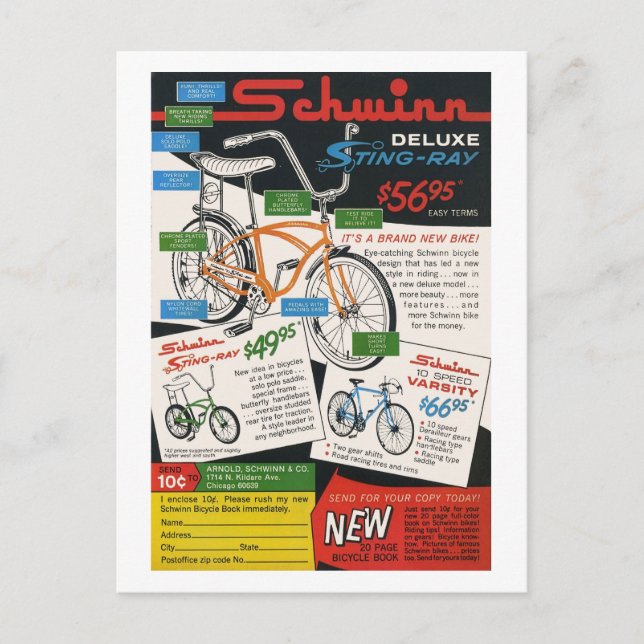 Altes Fahrrad Anzeige Postkarte (Vorderseite)