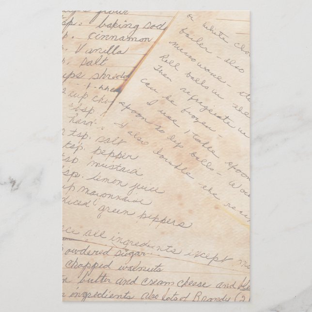 Altes Familien-Rezept-Briefpapier Briefpapier (Vorderseite)