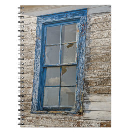 Altes Fenster mit geerbt blauer Farbe Notizblock