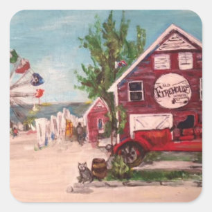 Altes Feuerwerk, Genfer Malerei auf einem Aufklebe Quadratischer Aufkleber