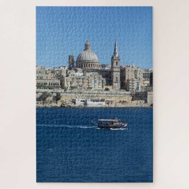 Altes Fischerboot Valletta Hafen Landschaft Malta Puzzle (Vertikal)