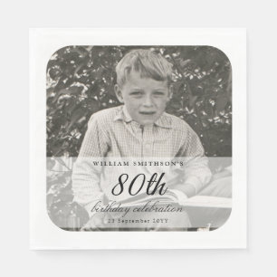 Altes Foto 80. Geburtstag Serviette