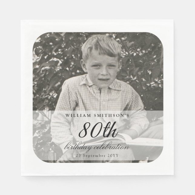 Altes Foto 80. Geburtstag Serviette (Vorderseite)