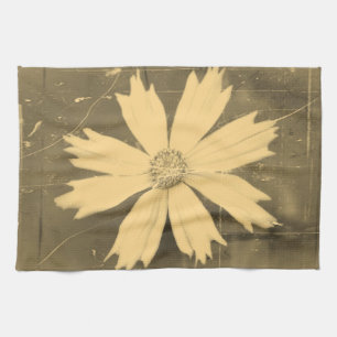 Altes Foto Gelber Kosmos Blume Nah-up 2 Geschirrtuch