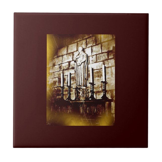 Altes Foto Notre Dame Statue Fliese (Vorderseite)