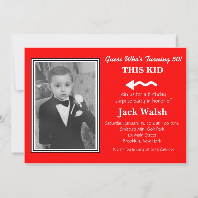 Altes Foto Überraschung Geburtstagsparty Einladung (Vorderseite)