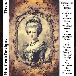 Altes französisches Barockportrait Sepia CW8LF Dec Seidenpapier