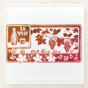 Altes französisches Weinlabel    Rustikaler Weinbe Glasuntersetzer