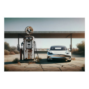 Altes Gas-Elektroauto Poster