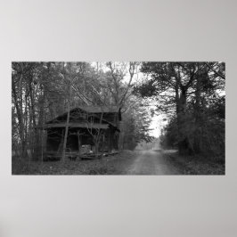 Altes Gebäude neben der Dirt Road Poster