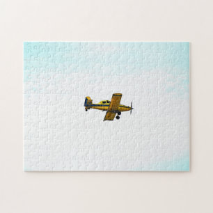 Altes gelbes Propellerflugzeug Kunstpuzzle Puzzle