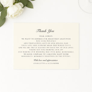 Altes Geld, Elfenbein, Hochzeit Dankeschön Karte