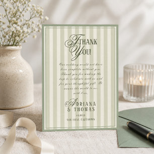 Altes Geld Grün Elfenbein Hochzeit Dankeskarte